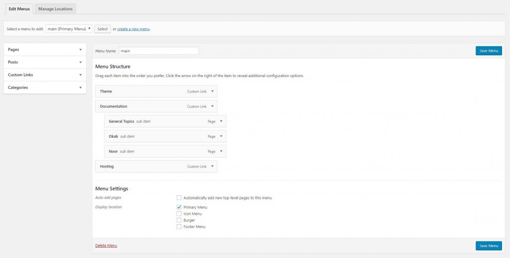 Setting Up The Menu – PixelDima Help Docs